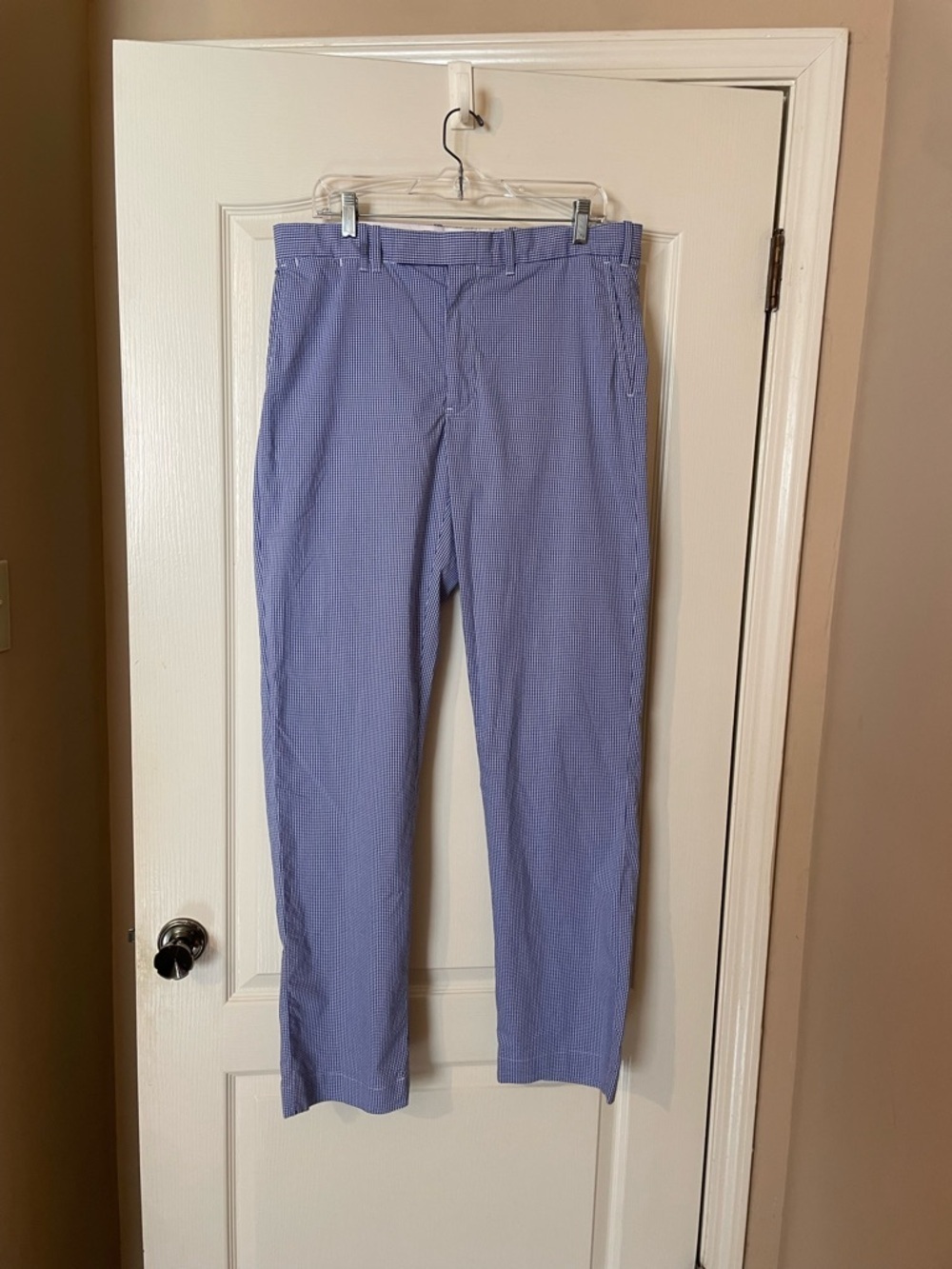 Polo Golf Ralph Lauren Mens 34x34 Blue Gingham Chino Pants Classic Preppy EUC